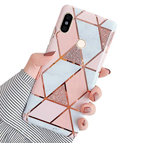 Marmor Hülle für Xiaomi Redmi Note 5 Hülle,Handyhülle für Xiaomi Redmi Note 5 Schutzhülle Bling Glitzer Marmor Weiche Silikon Hülle Ultra Dünn Handytasche Flexibel Kratzfest TPU Bumper Case,Rosa von JAWSEU