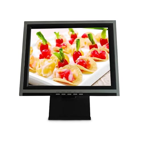 JAYEUW 15-Zoll-LED-Touchscreen-Monitor VGA USB-POS-PC-Monitor mit Stand-Einzelhandelskiosk-Restaurant-Touchscreen-Monitor (Schwarz-Weiss) von JAYEUW