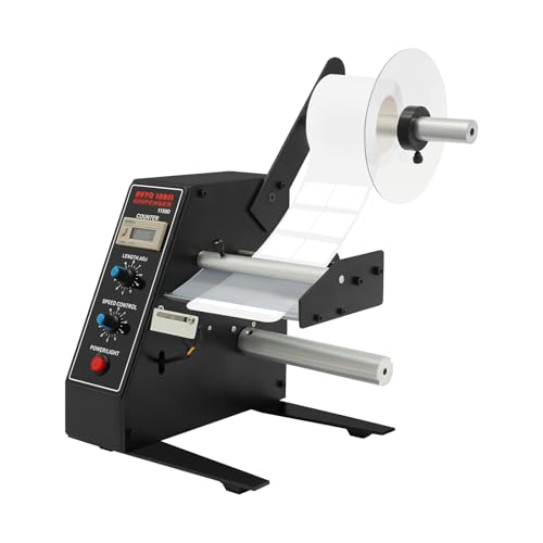 JAYEUW Automatischer Etikettenspender Mit digitaler Anzeige Etikettiermaschine Etikettiergerät max. Breite 140 mm Länge 200 mm von JAYEUW