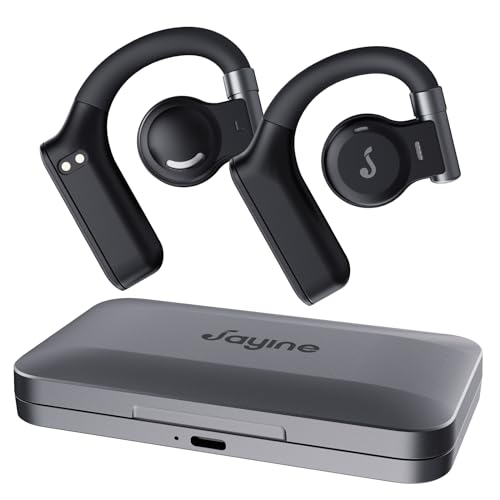 JAYINE Open Ear Kopfhörer, Kopfhörer Kabellos Bluetooth 5.3 mit HD Mikrofon, Flexible Touch-Steuerung und Breite Kompatibilität IP54, Bluetooth Kopfhörer mit Weicher Ohrhaken für Sport von JAYINE