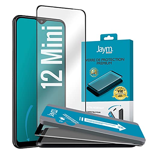 JAYM – Premium-Schutzglas mit 3D-gebogenem Rand – unsichtbares Glas mit schwarzem Rand – verstärkt 9H Ultra strapazierfähig – inkl. Applikator für Apple iPhone 12 Mini von JAYM