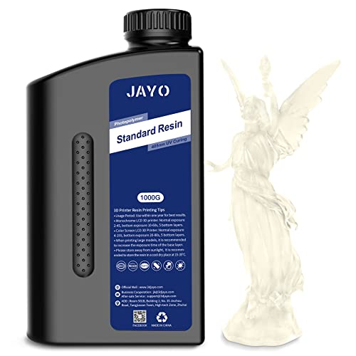 JAYO 3D Drucker Harz 1KG, 405nm UV Standard Fast Curing Photopolymer Resin für 4K/6K/8K LCD DLP SLA 3D Drucker, Hohe Präzision, Geringe Schrumpfung, Klares 1000g von JAYO