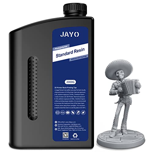 JAYO 3D Drucker Harz 2KG, 405nm UV Standard Fast Curing Photopolymer Resin für 4K/6K/8K LCD DLP SLA 3D Drucker, Hohe Präzision, Geringe Schrumpfung, Grau 2000g JAYO 3D Drucker Harz 2KG, 405nm UV Standard Fast Curing Photopolymer Resin für 4K/6K/8K LCD DLP SLA 3D Drucker, Hohe Präzision, Geringe Schrumpfung, Grau 2000g von JAYO