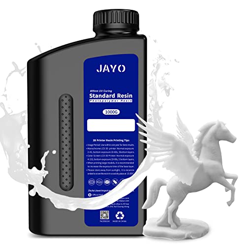 JAYO 3D Drucker Resin, LCD UV 405nm Rapid Resin für 2K 4K 6K 8K LCD/DLP/SLA 3D Drucker Photopolymer Kunstharz Flüssige 3D-Druckmaterialien Weiß 1000g von JAYO