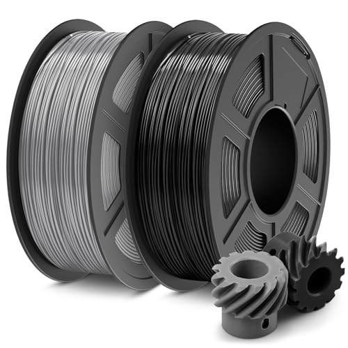 JAYO ABS Filament 1.75mm 2KG, Einfach ABS 3D Drucker Filament mit Niedriger Drucktemperatur, Kein Druckergehäuse Erforderlich, ABS Filament Maßgenauigkeit +/- 0.02mm, 1KG Spule, 2 Pack, Schwarz+Grau von JAYO