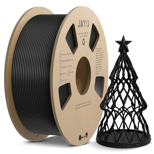 JAYO AntiString PLA Filament 1.75mm, APLA 3D Drucker Filament für Schnelles Drucken, Weniger Fädenziehen, Neatly Wound Filament PLA Maßgenauigkeit +/- 0.02mm, 1.1KG Spule(2.42 LBS), APLA Schwarz von JAYO