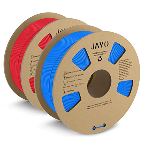 JAYO Matte PLA Filament 1.75mm, 3D Drucker Filament PLA Matte 1.1KG, Neatly Wound Filament, Maßgenauigkeit +/- 0.03 mm, 1.1 KG Spule(2.42 LBS), 2 Pack, PLA Matte 2.2KG Insgesamt, Blau+Rot von JAYO