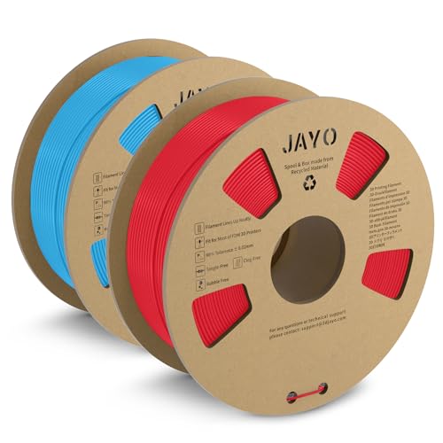 JAYO Matte PLA Filament 1.75mm, 3D Drucker Filament PLA Matte 1.1KG, Neatly Wound Filament, Maßgenauigkeit +/- 0.03 mm, 1.1 KG Spule(2.42 LBS), 2 Pack, PLA Matte 2.2KG Insgesamt, Rot+Hellblau von JAYO