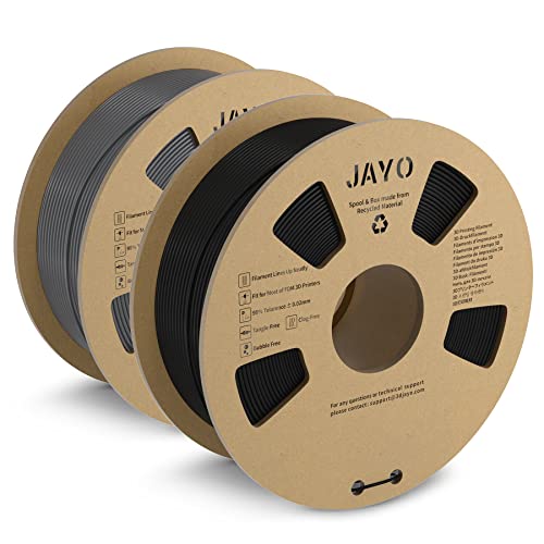 JAYO Matte PLA Filament 1.75mm, 3D Drucker Filament PLA Matte 1.1KG, Neatly Wound Filament, Maßgenauigkeit +/- 0.03 mm, 1.1 KG Spule(2.42 LBS), 2 Pack, PLA Matte 2.2KG Insgesamt, Schwarz+Grau von JAYO