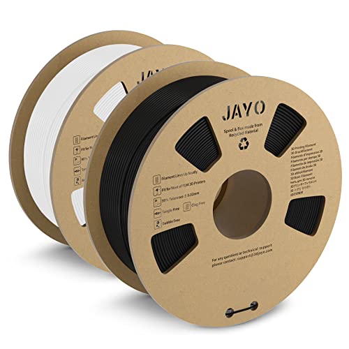 JAYO Matte PLA Filament 1.75mm, 3D Drucker Filament PLA Matte 1.1KG, Neatly Wound Filament, Maßgenauigkeit +/- 0.03 mm, 1.1 KG Spule(2.42 LBS), 2 Pack, PLA Matte 2.2KG Insgesamt, Schwarz+Weiß von JAYO