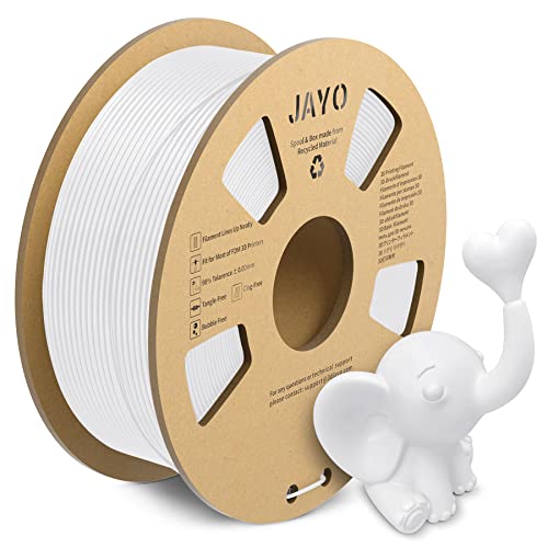 JAYO Matte PLA Filament 1.75mm, 3D Drucker Filament PLA Matte 1.1KG, Neatly Wound Filament, Maßgenauigkeit +/- 0.03 mm, 1.1 KG Spule(2.42 LBS), 363 Meters, PLA Matte Weiß von JAYO