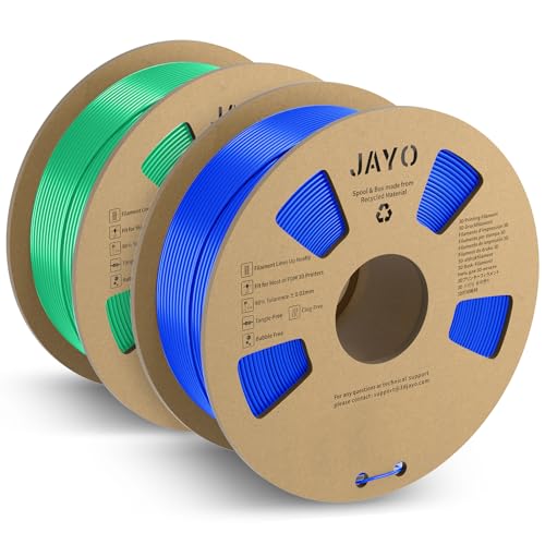 JAYO PLA+ Filament 1.75mm, 3D Drucker Filament PLA Plus 2.2kg, Maßgenauigkeit +/- 0.02, 2 Spulen PLA+ Blau+Grün von JAYO