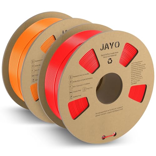 JAYO PLA+ Filament 1.75mm, 3D Drucker Filament PLA Plus 2.2kg, Maßgenauigkeit +/- 0.02, 2 Spulen PLA+ Rot+Orange von JAYO