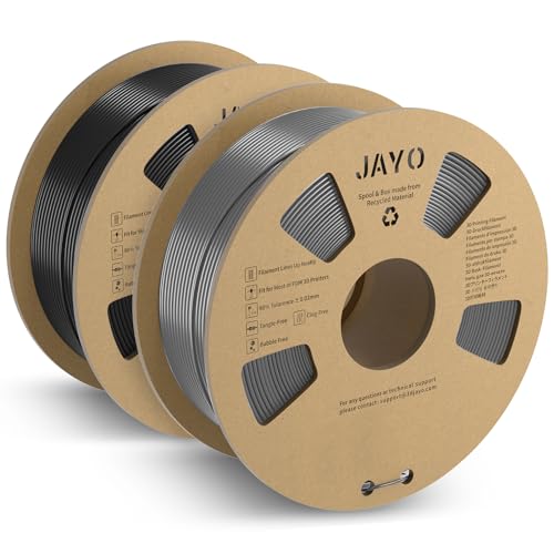 JAYO PLA+ Filament 1.75mm, 3D Drucker Filament PLA Plus 2.2kg, Maßgenauigkeit +/- 0.02, 2 Spulen PLA+ Schwarz+Grau von JAYO