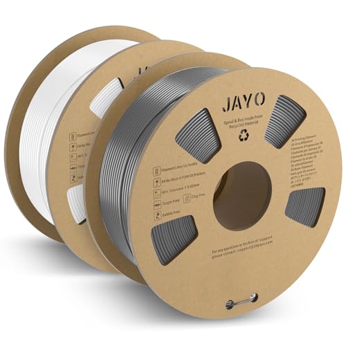 JAYO PLA+ Filament 1.75mm, 3D Drucker Filament PLA Plus 2.2kg, Maßgenauigkeit +/- 0.02, 2 Spulen PLA+ Weiß+Grau von JAYO
