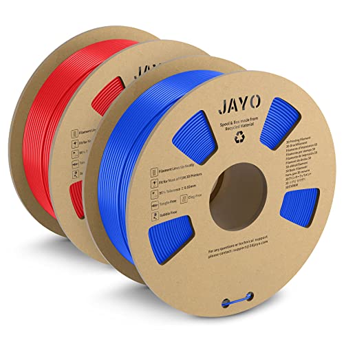 JAYO PLA+ Filament 1.75mm, 3D Drucker Filament PLA Plus 2.2kg, Neatly Wound Filament, Maßgenauigkeit +/- 0.02, 2 Spulen PLA+ Blau+Rot von JAYO