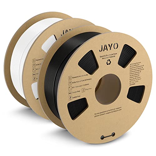JAYO PLA+ Filament 1.75mm, 3D Drucker Filament PLA Plus 2.2kg, Neatly Wound Filament, Maßgenauigkeit +/- 0.02, 2 Spulen PLA+ Schwarz+Weiß von JAYO