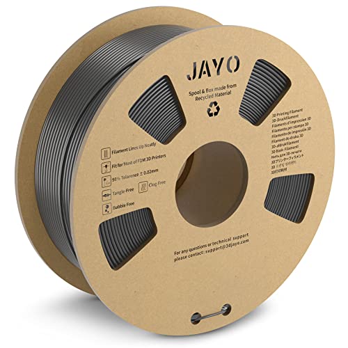 JAYO PLA+ Filament 1.75mm, PLA Plus 3D Drucker Filament 1.1kg Spulen, Neatly Wound Filament, Maßgenauigkeit +/- 0,02, Zähigkeit PLA+ Grau von JAYO