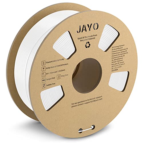 JAYO PLA+ Filament 1.75mm, PLA Plus 3D Drucker Filament 1.1kg Spulen, Neatly Wound Filament, Maßgenauigkeit +/- 0,02, Zähigkeit PLA+ Weiß von JAYO