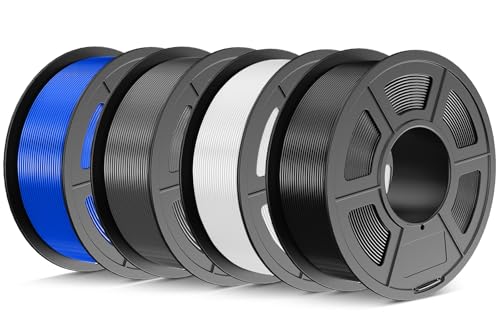 JAYO PLA+ Filament 1.75mm Schwarz 4.4KG, PLA Plus 3D Drucker Filament, Härter und Stärker Filament-3D-Druckmaterialien, Maßgenauigkeit +/-0,02mm, 4KG/ 4 Spool(schwarz+weiß+grau+blau) von JAYO