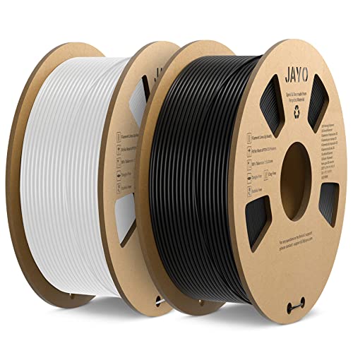 JAYO PLA Filament 1.75mm, PLA 3D Drucker Filament, Maßgenauigkeit +/- 0.02mm, 1.1KG Spool, 2 Pack, PLA 2.2KG, Schwarz+Weiß von JAYO