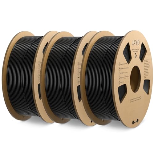 JAYO PLA Filament 1.75mm, PLA 3D Drucker Filament, Maßgenauigkeit +/- 0.02mm, 1.1KG Spool, 3 Pack, PLA 3.3KG, Schwarz+Schwarz+Schwarz von JAYO
