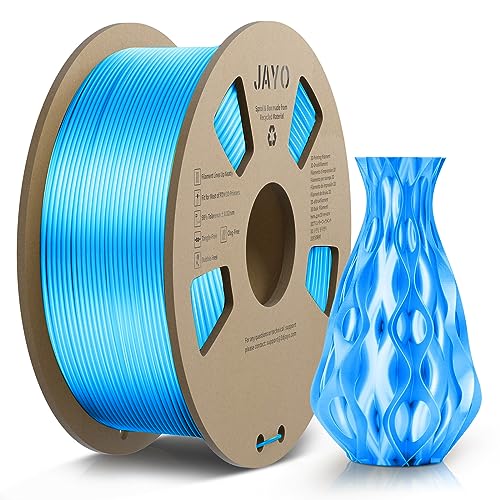 JAYO PLA Silk Filament 1.75mm, Shiny PLA 3D Drucker Filament, 1.1kg Spulen, Neatly Wound Filament, Maßgenauigkeit +/- 0.02, Silk PLA Blau von JAYO