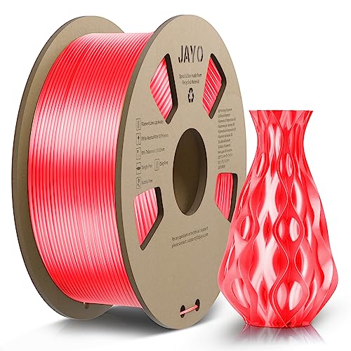 JAYO PLA Silk Filament 1.75mm, Shiny PLA 3D Drucker Filament, 1.1kg Spulen, Neatly Wound Filament, Maßgenauigkeit +/- 0.02, Silk PLA Rot von JAYO