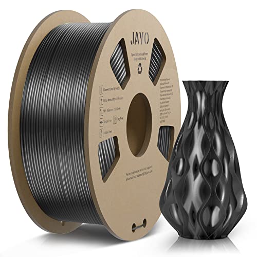 JAYO PLA Silk Filament 1.75mm, Shiny PLA 3D Drucker Filament, 1.1kg Spulen, Neatly Wound Filament, Maßgenauigkeit +/- 0.02, Silk PLA Schwarz von JAYO