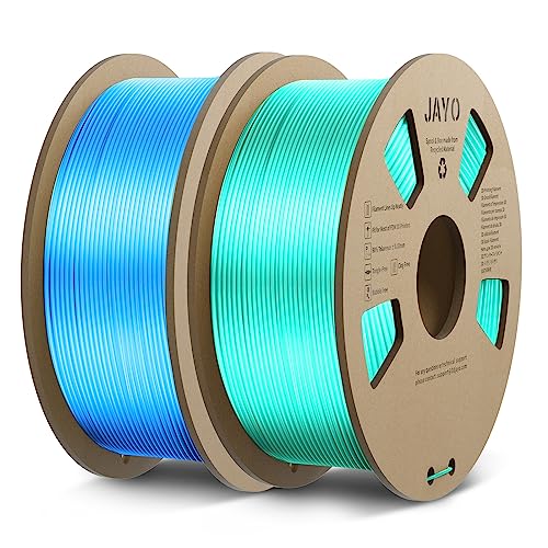 JAYO PLA Silk Filament 1.75mm, Shiny PLA 3D Drucker Filament 2.2kg, Neatly Wound Filament, Maßgenauigkeit +/- 0.02, 2 Spulen PLA Blau+Grün von JAYO