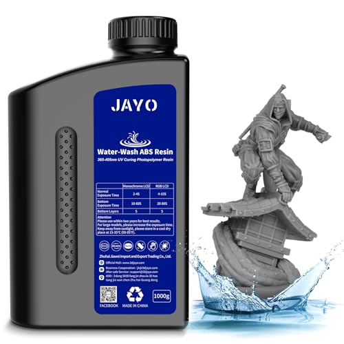 JAYO Wasser Wbwaschbares ABS-Like Resin, 3D Drucker Harz 405nm UV Standard Schnelles Photopolymer Resin für LCD/DLP/SLA 3D Drucker, Hohe Präzision, Nicht Spröde, Geringer Geruch, DunkelGrau 1000g von JAYO