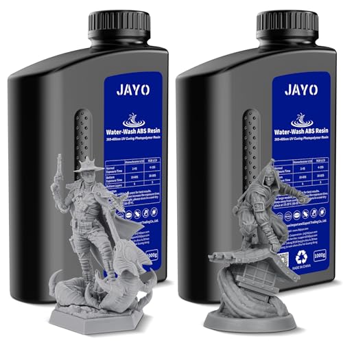 JAYO Wasser Wbwaschbares ABS-Like Resin 2KG, 3D Drucker Harz 405nm UV Standard Schnelles Photopolymer Resin für LCD/DLP/SLA 3D Drucker, Hohe Präzision, Nicht Spröde, 1KG Bottle, 2 Pack,Grau+Dunkelgrau von JAYO