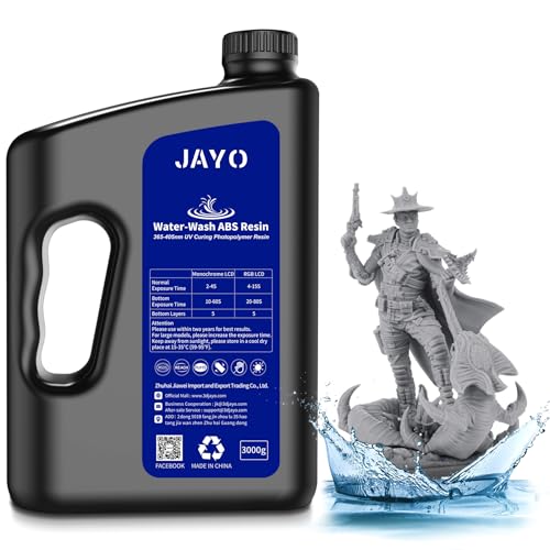 JAYO Wasser Wbwaschbares ABS-Like Resin 3KG, 3D Drucker Harz 405nm UV Standard Schnelles Photopolymer Resin für LCD/DLP/SLA 3D Drucker, Hohe Präzision, Nicht Spröde, Geringer Geruch, Grau 3000g JAYO Wasser Wbwaschbares ABS-Like Resin 3KG, 3D Drucker Harz 405nm UV Standard Schnelles Photopolymer Resin für LCD/DLP/SLA 3D Drucker, Hohe Präzision, Nicht Spröde, Geringer Geruch, Grau 3000g von JAYO