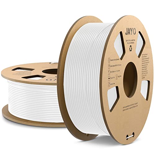 PETG Filament 1.75mm, JAYO 3D Drucker Filament PETG, Neatly Wound Filament, Maßgenauigkeit +/- 0.02mm, 1.1 kg Spule(2.42 LBS), 2 Packs, PETG Weiß+Weiß von JAYO