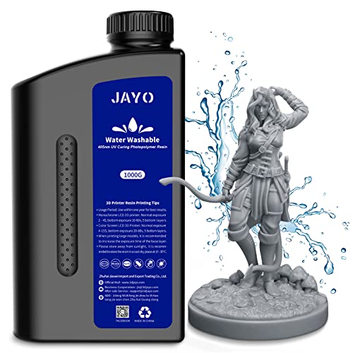 Water Washable Resin 1KG, JAYO 3D Drucker Resin Wasser Abwaschbar, 405nm UV Standard Rapid Photopolymer Harz für 4K/6K/8K LCD/DLP/SLA 3D Printer, Hohe Präzision, Geringer Geruch, Grau 1000g Water Washable Resin 1KG, JAYO 3D Drucker Resin Wasser Abwaschbar, 405nm UV Standard Rapid Photopolymer Harz für 4K/6K/8K LCD/DLP/SLA 3D Printer, Hohe Präzision, Geringer Geruch, Grau 1000g von JAYO