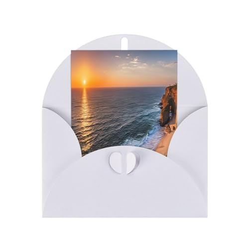 (Irland Sunset Seascape) Druck Premium Perlglanz-Grußkarten mit weißen Umschlägen, schimmernde Geburtstags-, Weihnachts- und Hochzeitskarten, innen blanko. von JAYWIS