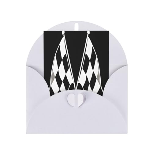 (Schwarz-Weiß-Formel, karierte Flaggenmuster) Druck, hochwertige Perlglanz-Grußkarten mit weißen Umschlägen, schimmernde Geburtstags-, Weihnachts- und Hochzeitskarten, innen blanko. von JAYWIS