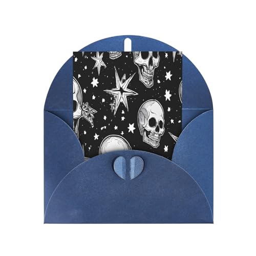 (Weißer Punk-Totenkopf) Druck, Premium-Perlglanz-Grußkarten mit blauen Umschlägen, schimmernde Geburtstags-, Weihnachts- und Hochzeitskarten, innen blanko. von JAYWIS
