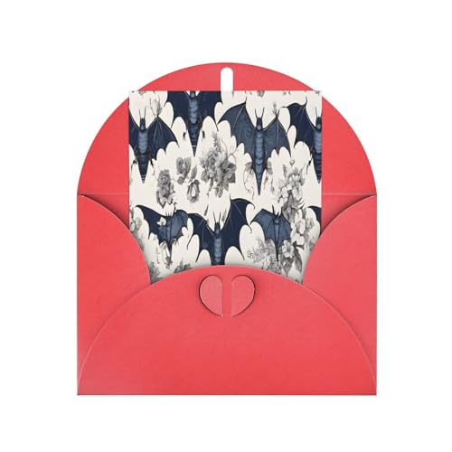 Premium-Grußkarten mit Fledermaus-Muster, Perlglanz, mit roten Umschlägen, schimmernde Geburtstags-, Weihnachts- und Hochzeitskarten, innen blanko. Premium-Grußkarten mit Fledermaus-Muster, Perlglanz, mit roten Umschlägen, schimmernde Geburtstags-, Weihnachts- und Hochzeitskarten, innen blanko. von JAYWIS