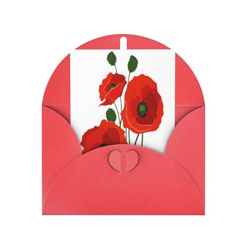 Premium-Grußkarten mit Mohnblumen-Motiv, mit roten Umschlägen, schimmernde Geburtstags-, Weihnachts- und Hochzeitskarten, innen blanko. Premium-Grußkarten mit Mohnblumen-Motiv, mit roten Umschlägen, schimmernde Geburtstags-, Weihnachts- und Hochzeitskarten, innen blanko. von JAYWIS