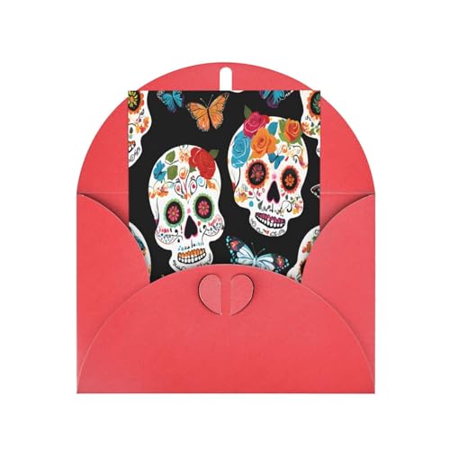 Premium-Grußkarten mit Totenkopf-Motiv, Perlglanz, mit roten Umschlägen, schimmernde Geburtstags-, Weihnachts- und Hochzeitskarten, innen blanko. Premium-Grußkarten mit Totenkopf-Motiv, Perlglanz, mit roten Umschlägen, schimmernde Geburtstags-, Weihnachts- und Hochzeitskarten, innen blanko. von JAYWIS