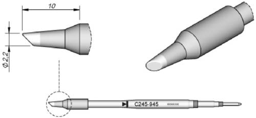 JBC Tools C245945 Lötspitze Rundform, abgeschrägt Spitzen-Größe 2.2mm Inhalt 1St. von JBC Tools