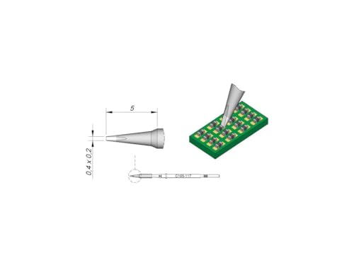 JBC Lötspitze Serie C105, Meißelform, C105117/0,4 x 0,2 mm, gerade C105117 (Entloetkartusche Entloetpatrone Entloetspitze Entlötkartusche Entlötpatrone Entlötspitze Loetkartusche Loetpatrone) von JBC