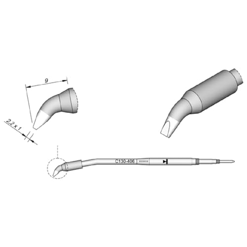 JBC Lötspitze Serie C130, Meißelform, C130406/2,2 x 1,0 mm, gebogen C130406 (1300 AP130 AP1300 Loetkartusche Loetpatrone Loetspitze Lötkartusche Lötpatrone) von JBC