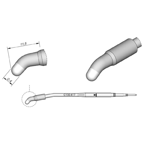 JBC Lötspitze Serie C130, Rundform, C130417/Ø 4,0 mm, gebogen C130417 (Lötkartusche Lötpatrone Loetspitze Loetkartusche Loetpatrone AP130 AP1300 1300) von JBC