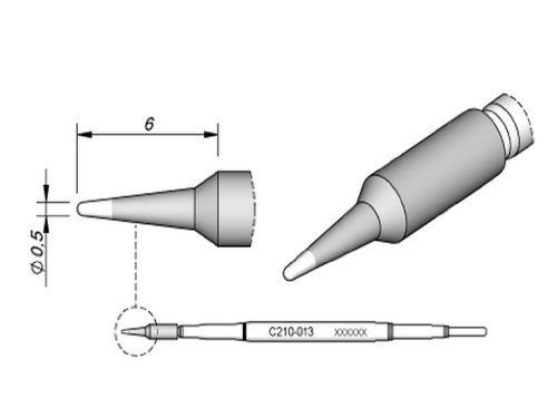 JBC Lötspitze Serie C210, Sonderform, C210015/Ø 0,8 mm, Koax-Winkelstecker C210015 (2210 AD2210 C210 Loetkartusche Loetpatrone Loetspitze Lötkartusche Lötpatrone T210-A) von JBC