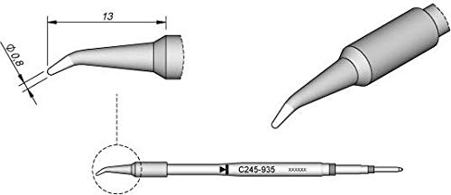 JBC Lötspitze Serie C245, Rundform, C245935/Ø 0,8 mm, gebogen C245935 (Lötkartusche Lötpatrone Loetspitze Loetkartusche Loetpatrone 2245 2045 bleifrei) von JBC