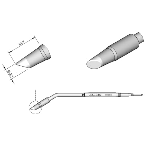 JBC Lötspitze Serie C250, Rundform, C250415/Ø 3,8 mm, abgeschrägt C250415 (Lötkartusche Lötpatrone Loetspitze Loetkartusche Loetpatrone AL250 2500 AL-2500) von JBC