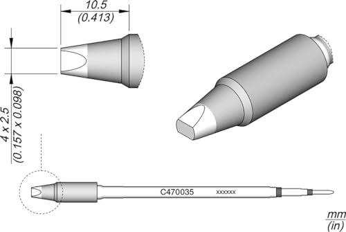 JBC Lötspitze Serie C470, Meißelform, C470035/4,0 x 2,5 mm, gerade C470035 (Lötkartusche 470 4700 C470- Loetkartusche Loetpatrone Loetspitze Lötpatrone T470) von JBC