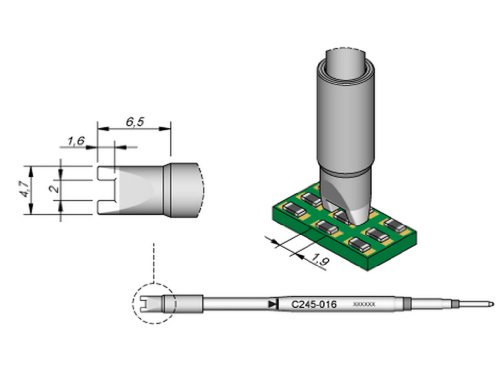 JBC SMD-Entlötspitze Serie C245, C245018/3,5 mm, für Chip-Komponenten C245018 (2045 2245 C245 Loetkartusche Loetpatrone Loetspitze Lötkartusche Lötpatrone Lötspitze SMD Entlötspitze) von JBC